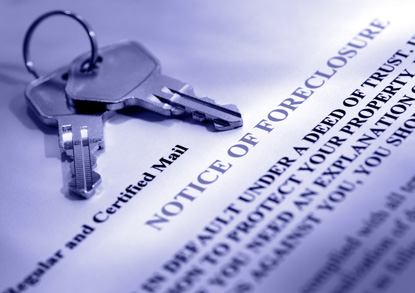 House keys on a foreclosure notice